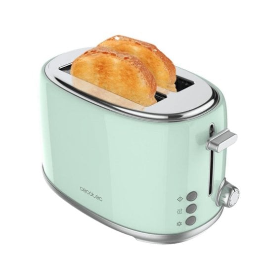 Tostadora Cecotec Toast&taste 1000 Retro Double 980W Grün 2 breite Schlitze Stahlgehäuse
