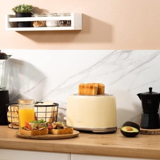 Grille-pain Cecotec Toast&taste 1000 Retro Double 980W 2 fentes extra-larges Beige