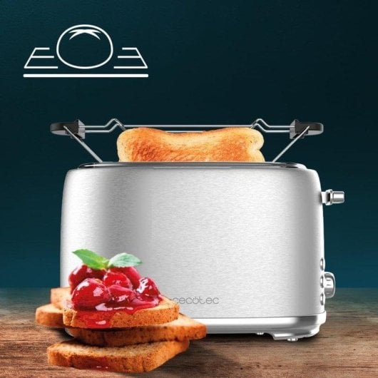 Toaster Cecotec Toast&taste 1000 Retro Double 980W Edelstahl 2 breite Schlitze
