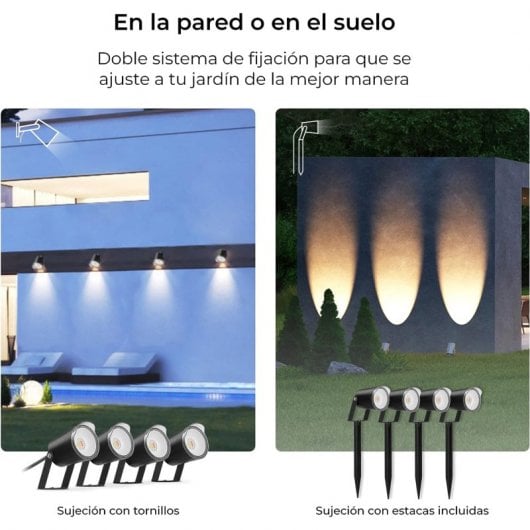 Ksix SmartLed Outdoor Set 4 Faretti WiFi + APP Inclusa RGBWIC 18W 900 Lumen