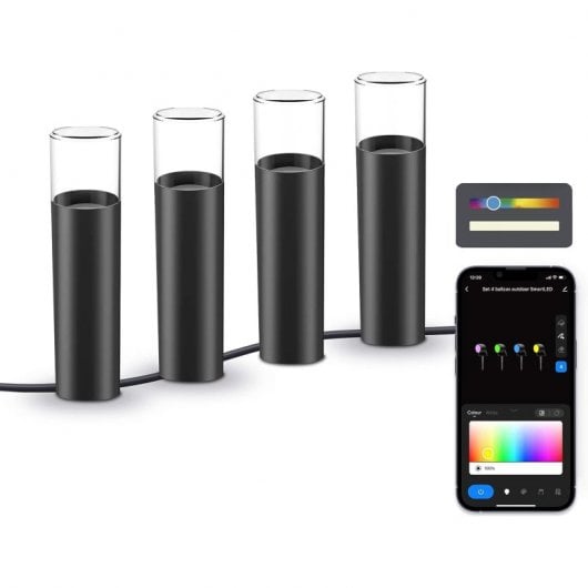 Ksix SmartLED Outdoor Lot de 4 Balises WiFi + APPLICATION Incluse RGBWIC 12W 200 Lumens