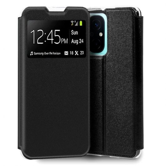Cool Black Smooth Flip Cover Case pour Xiaomi Redmi 12C