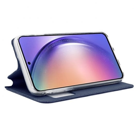 Étui à rabat uni bleu cool pour Samsung Galaxy A54 5G