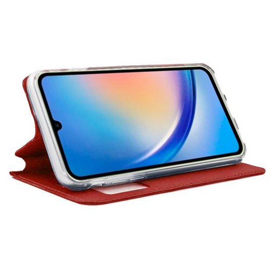 Étui à rabat uni rouge cool pour Samsung A346 Galaxy A34 5G