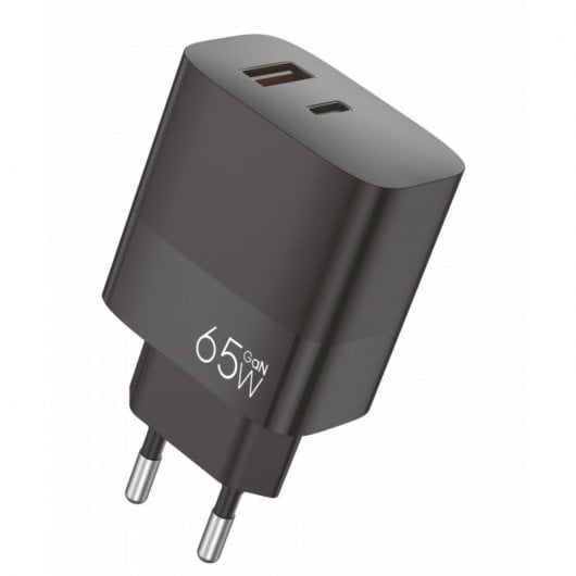 Cool Cargador Universal Ultra Rápido PD USB-C + USB 65W + Cable USB-C GaN Negro