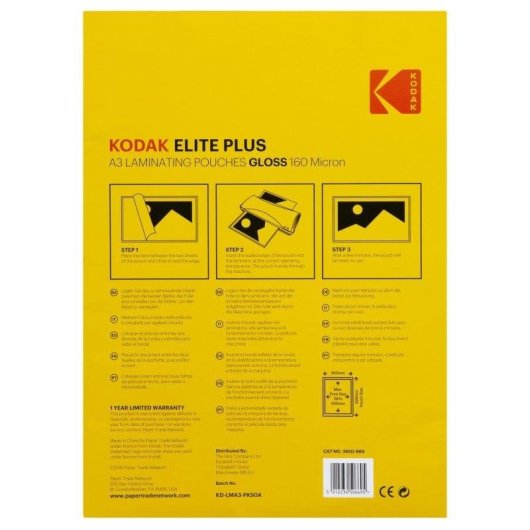 Funda plastificadora Kodak KD-LMA3-PK50A A3 Confezione 50 Alta Qualità