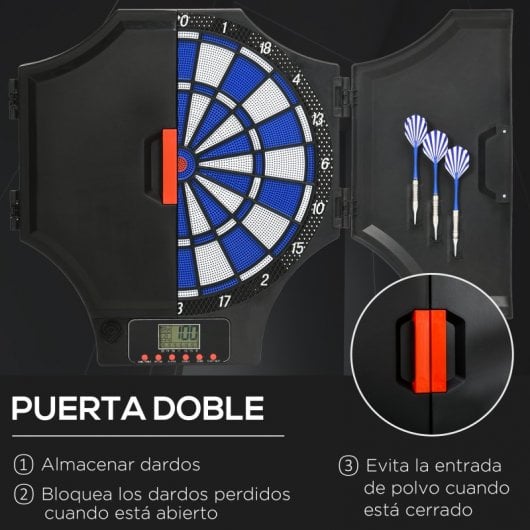 Alvo de dardos eletrônico dobrável Sportnow com 31 jogos para 8 jogadores 83x45x4cm