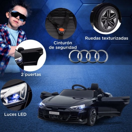 Carro elétrico licenciado pela Homcom Audi RS E-tron GT 12V preto para crianças de 3 a 5 anos