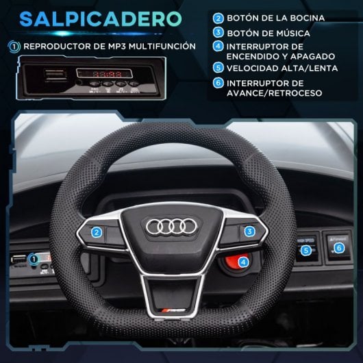 Carro elétrico licenciado pela Homcom Audi RS E-tron GT 12V preto para crianças de 3 a 5 anos