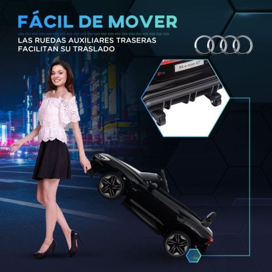 Carro elétrico licenciado pela Homcom Audi RS E-tron GT 12V preto para crianças de 3 a 5 anos