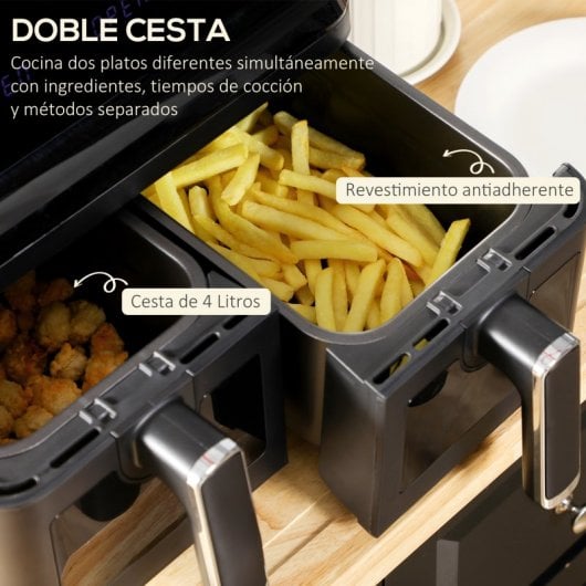 Homcom Fritadeira a Ar Dupla com 8 Programas 8L 2500W Preto