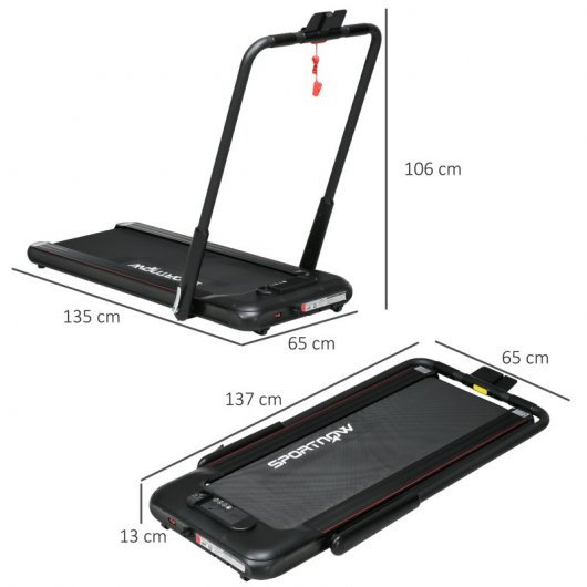 Sportnow Cinta de Correr Eléctrica Plegable 2 en 1 Negra