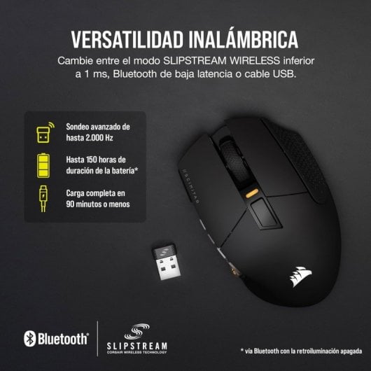 Corsair SCIMITAR ELITE WIRELESS mouse destro RF Wireless + Bluetooth + USB Type-C Ottico 26000 DPI