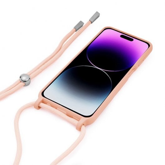 Coole, schlichte Kordelhülle in Pink für das iPhone 14 Pro Max