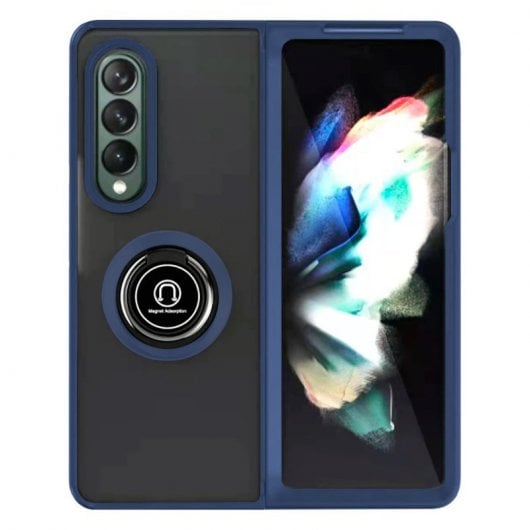 Coque rigide avec anneau bleu cool pour Samsung F926 Galaxy Z Fold 3