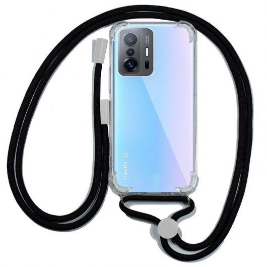 Estojo legal à prova de choque com cordão reforçado preto para Xiaomi 11T / 11T Pro