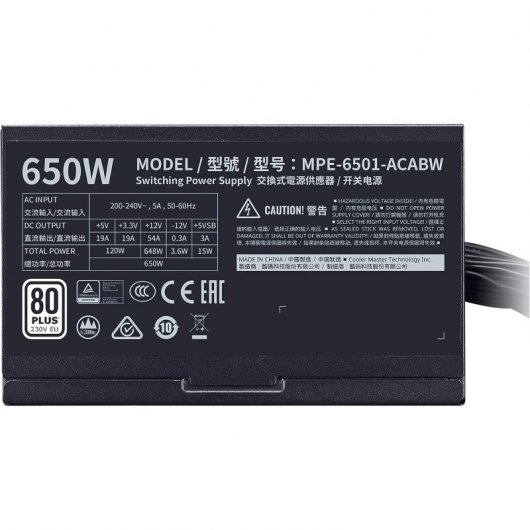 Cooler Master MWE 650 White 230V V2 Fuente de Alimentación 650W 80 Plus White