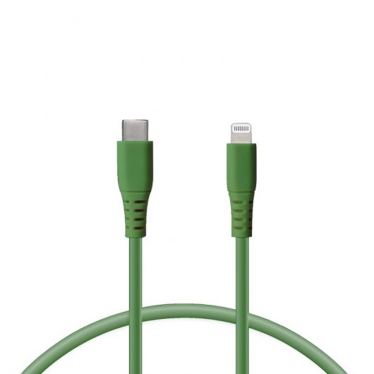 Ksix Cable Carga Ultra Rápida Lightning A USB-C 65 W 1m Verde