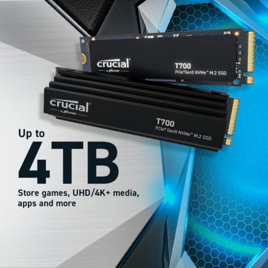 SSD Crucial T700 4TB PCIe Gen5 NVMe M.2 con dissipatore di calore