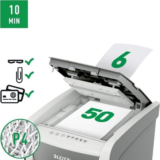 Leitz IQ Autofeed 50X P4 Automatischer Aktenvernichter, Partikelschnitt