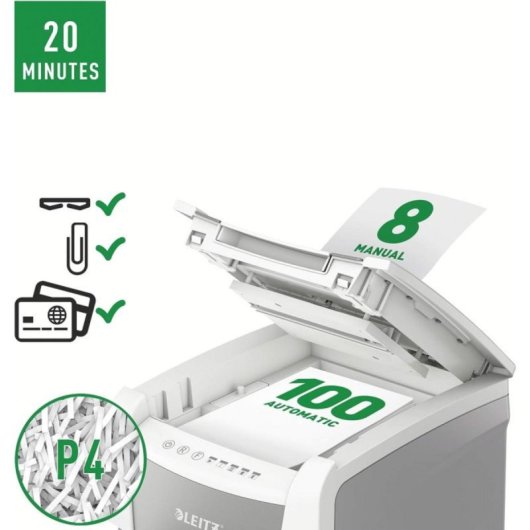 Aktenvernichter Leitz IQ AutoFeed 100 P4 Automatisch 34L Schredder