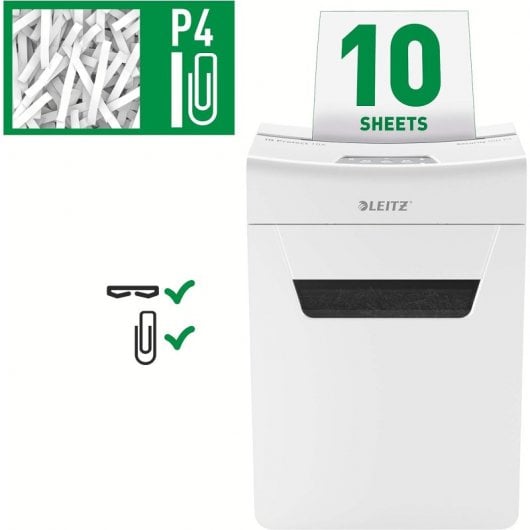 Destructeur de papier Leitz IQ Protect 10 P4 Blanc/Argent