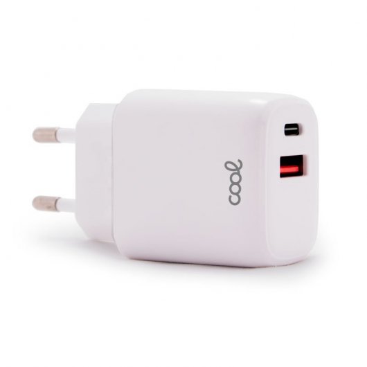 Cool Cargador Red Universal Fast Charger PD Dual USB-C/USB 20W Blanco