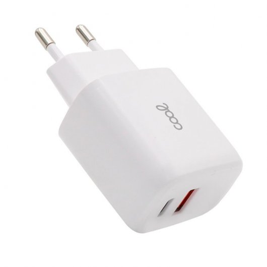 Fantastico caricabatterie di rete universale Caricabatterie rapido PD Dual USB-C/USB 20W Bianco