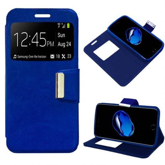Cool Funda Flip Cover Liso Azul para iPhone 7 Plus / iPhone 8 Plus