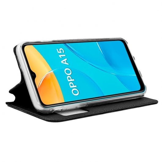 Coole schlichte schwarze Flip-Cover-Hülle für Oppo A15 / A15s
