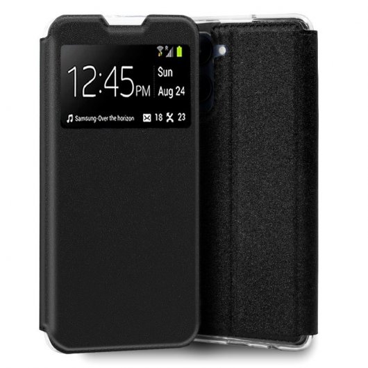 Étui à rabat noir lisse et cool pour Realme C33
