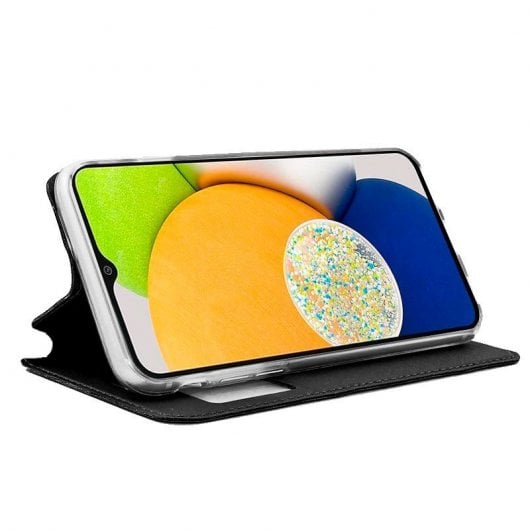 Estojo com capa flip preto legal e liso para Samsung A035 Galaxy A03