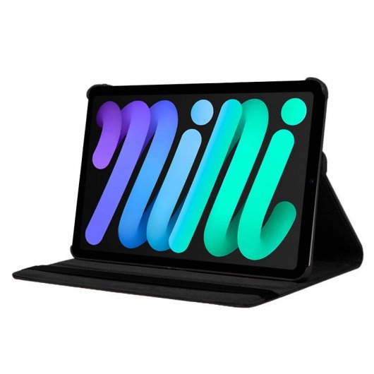 Étui rotatif en similicuir noir cool pour iPad Mini 6 (2021) / Mini 7 (2024)