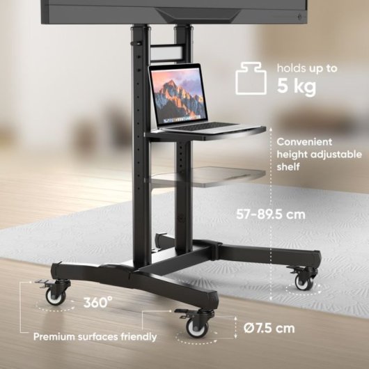 Onkron TS1891-B Soporte TV 50"-90", 100kg max, VESA 800x600, Inclinable, Altura Regulable, Negro