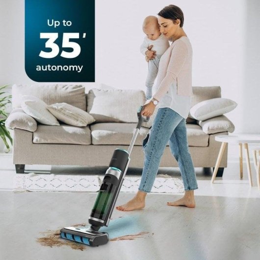 Aspirador Lava e Aspira sem Fio Cecotec FreeGo Wash&Vacuum 200W 35min Depósito Duplo