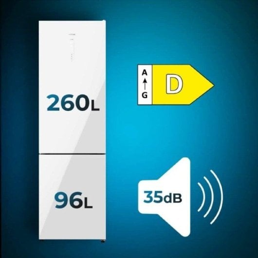 Cecotec Bolero CoolMarket Combi 356 White Glass D Frigorífico Combi D Cristal Blanco