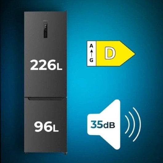 Cecotec Bolero CoolMarket Combi 322 Dark D Frigorífico Combi D Acero Inoxidable