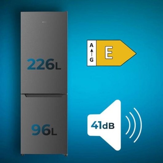 Frigorifero Combi Cecotec Bolero CoolMarket 322 Dark E Total No Frost 185cm 322L E Inox