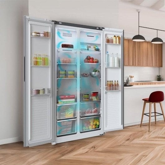 Kühlschrank Amerikanisch Cecotec Bolero CoolMarket SBS 430 Dark Total No Frost 176cm 430L E Silber Door Display Inverter