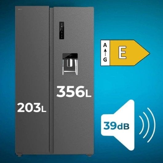 Frigorifero Americano Cecotec Bolero CoolMarket SBS 559 Total No Frost 177cm 559L E Nero Dispenser Acqua