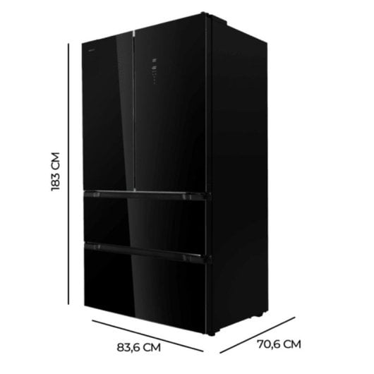 Frigorífico Americano Cecotec Bolero CoolMarket FD 510 Glass Total No Frost 183cm 510L E Negro Display Door Inverter