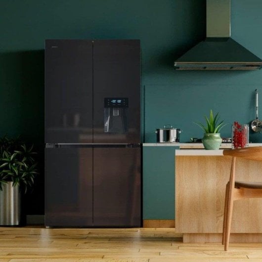 Cecotec Bolero CoolMarket 4D 564 Glass Frigorífico Americano Cuatro Puertas E Cristal Negro