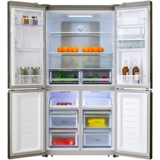 Cecotec Bolero CoolMarket 4D 564 Glass Frigorífico Americano Cuatro Puertas E Cristal Negro