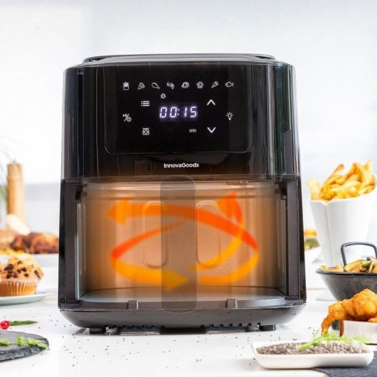InnovaGoods Fryinn Balance 5000 Freidora de Aire con Báscula 5L 1500W Negra/Acero Inoxidable