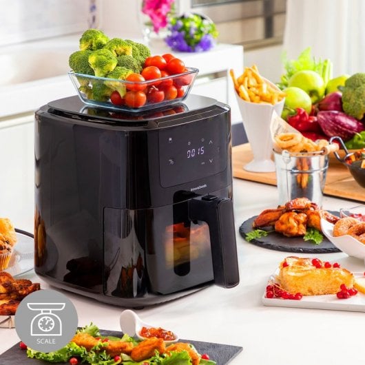 InnovaGoods Fryinn Balance 5000 Freidora de Aire con Báscula 5L 1500W Negra/Acero Inoxidable