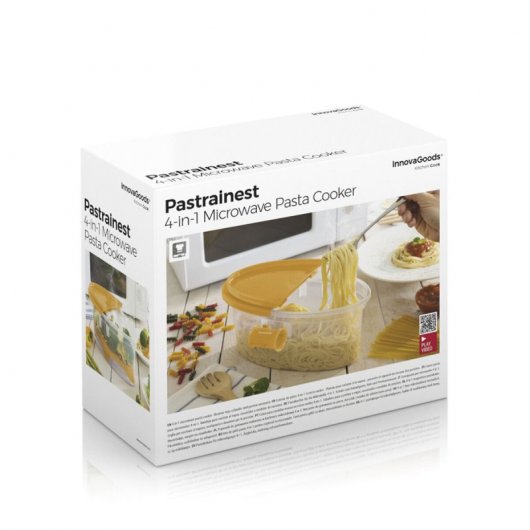 InnovaGoods Pastrainest 4-in-1 Mikrowellen-Nudelkocher mit Zubehör und Rezepten