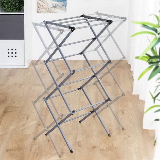 InnovaGoods Cloxy Tendedero Metálico con 3 Alturas Plegable/Extensible 11 Barras