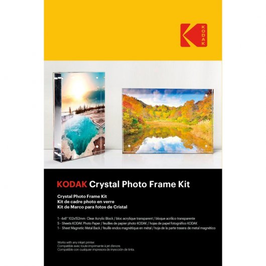 Kodak A6 transparenter Bilderrahmen mit 5 Blatt Fotopapier und 1 Magnetblatt