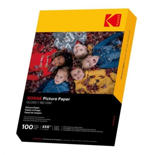 Kodak 9891161 100 folhas de papel fotográfico brilhante A6 180g/m2 impressão a jato de tinta