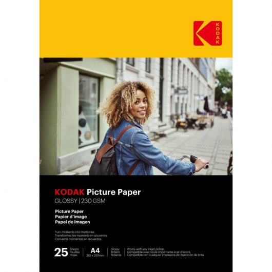 Kodak 9891266 25 fogli di carta fotografica lucida A4 230 g/m2 per stampa a getto d'inchiostro